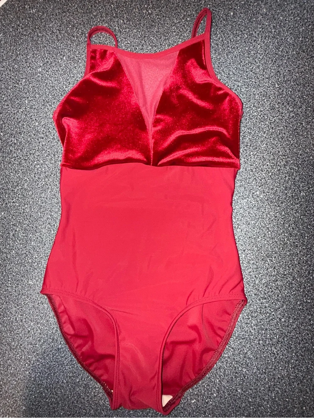 Eleve Dance Wear Red Velvet Leotard Size Adult Small